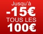 Code promo jusqu'à 5-10-15 tous les 100€ !