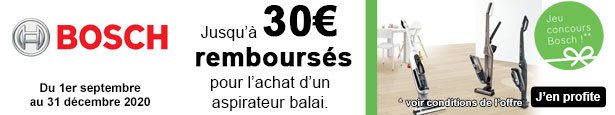 BOSCH BBH62860 Athlet 28V blanc Pas Cher Aspirateur balai ODR Bosch Sept.Déc. 2018 : Offre Unlimited 80€ remboursés